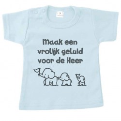 kort shirt blauw maak een vrolijk geluid